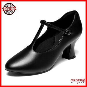 Women's T-Strap Dance Shoes 2-2.5 Inch Heel Ballroom Latin Salsa